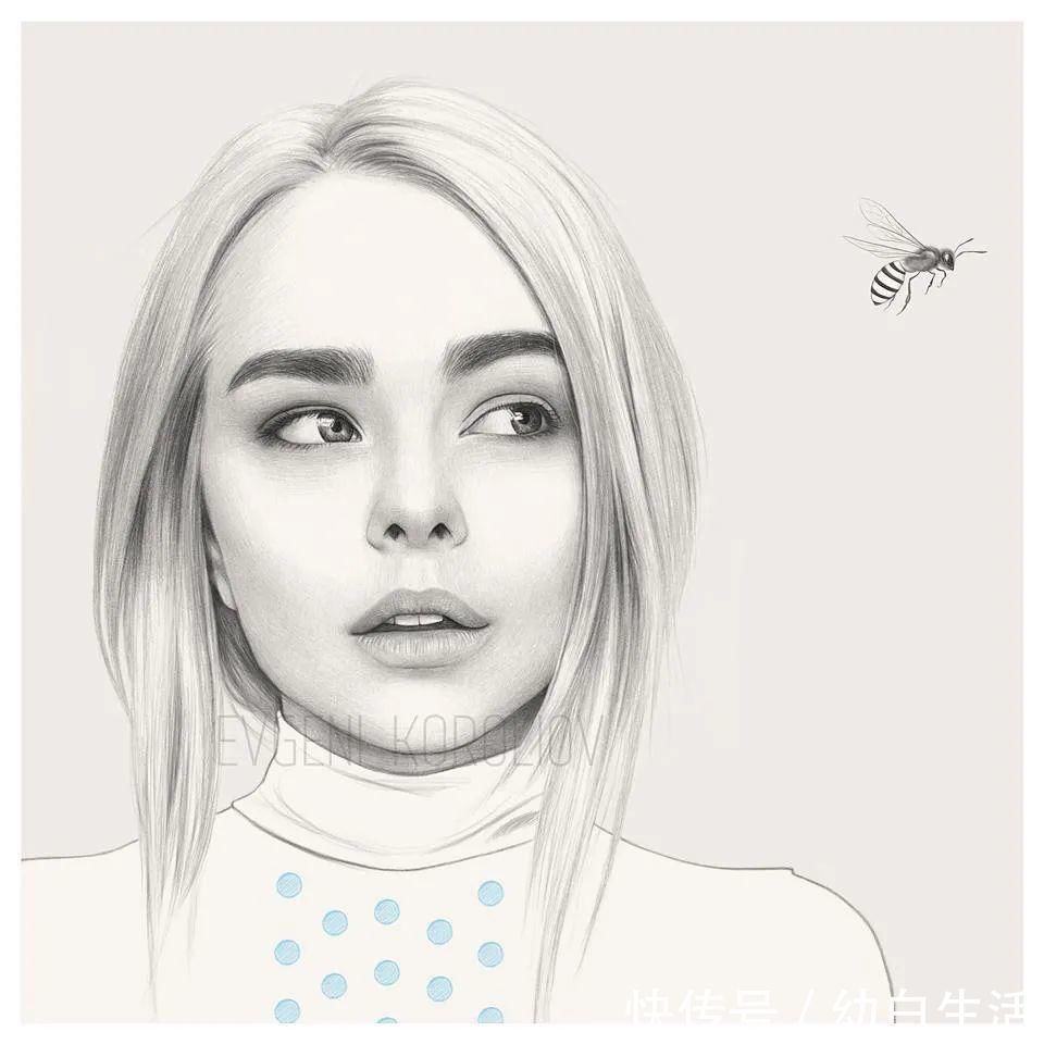 手绘$总被怼素描画得像头盔,瞧她用自动铅笔画,笔笔都是功力,厉害了!