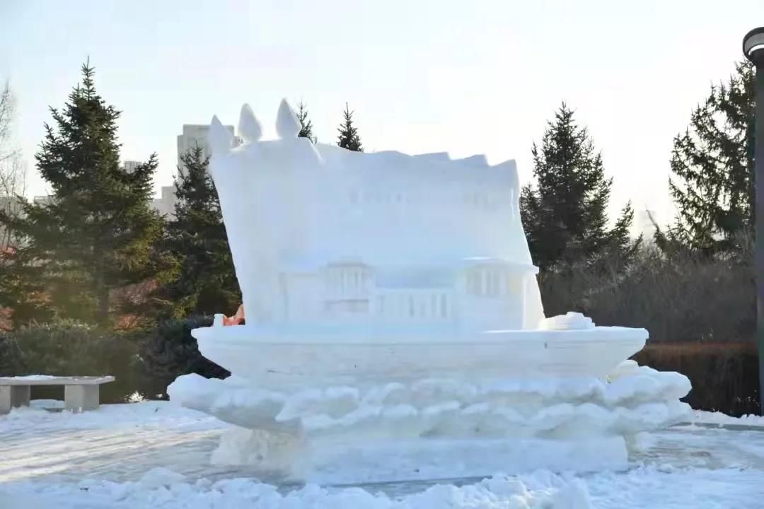 雪雕#北方民族大学冰雪艺术喜迎冬奥