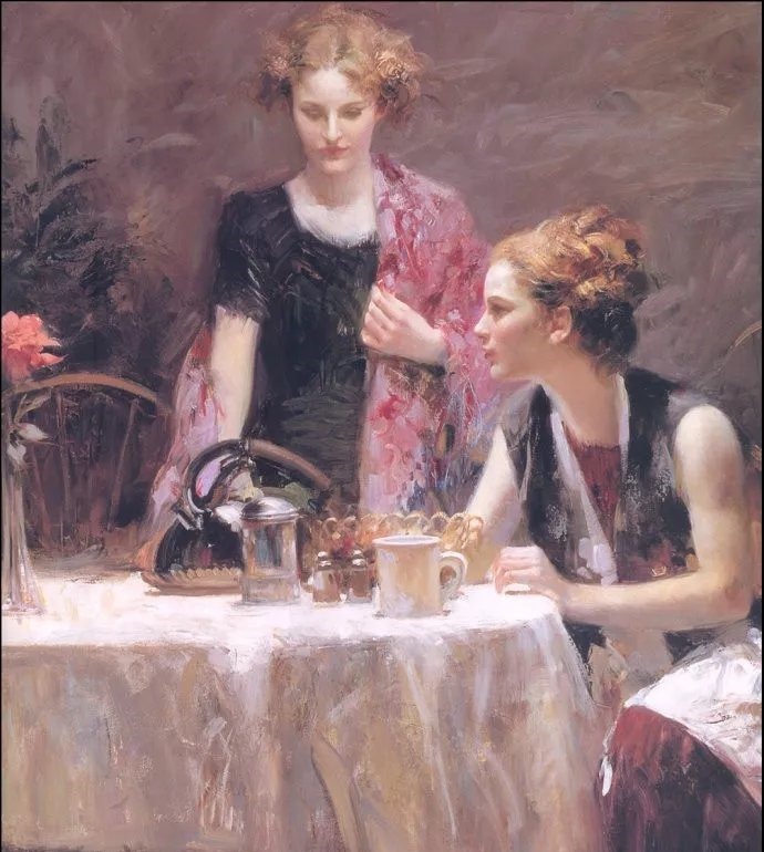 人物#皮诺德埃尼的油画人物，色彩斑斓，动静结合，光彩照人