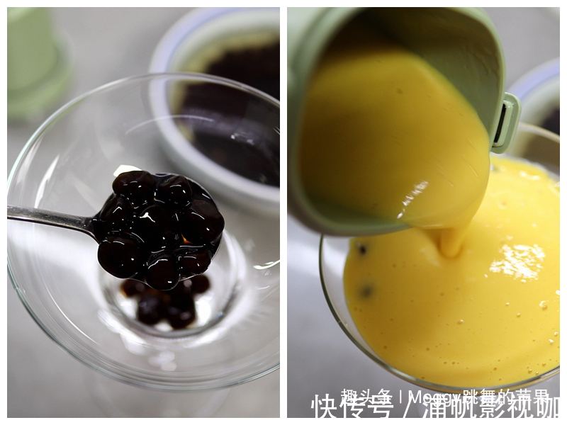 珍珠奶茶|自制黑珍珠芒果奶昔,珍珠不裂有窍门,天然甜甩过珍珠奶茶几条街