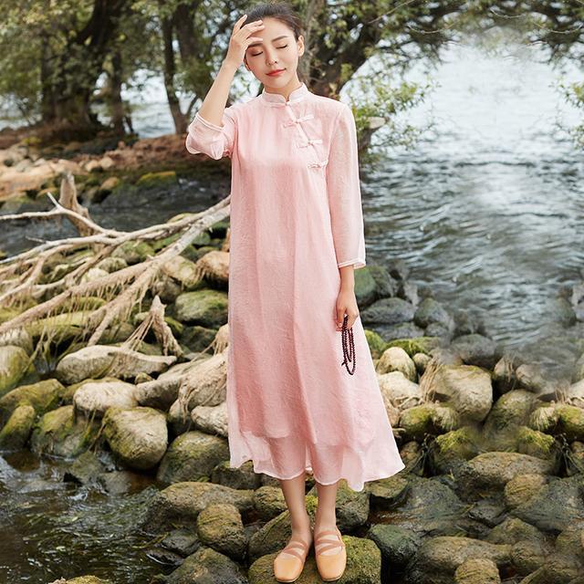 蕾丝 汉服旗袍,代表中国茶文化,穿上品味茶人生