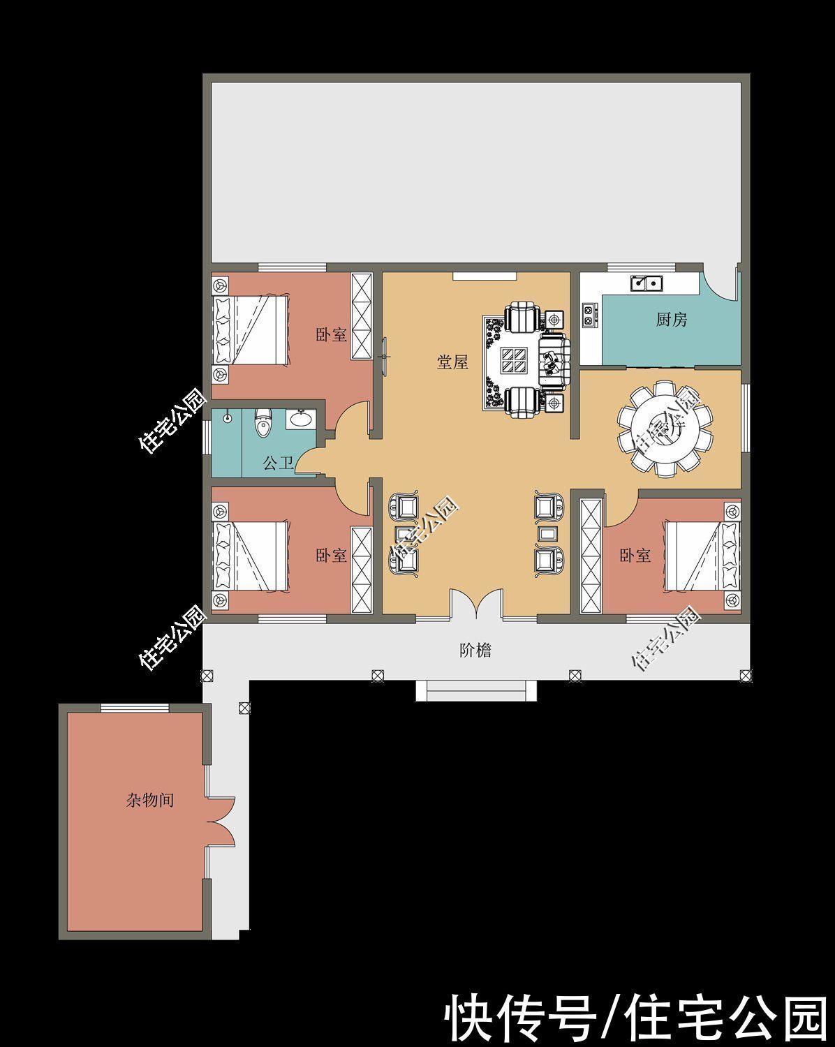 占地面积|农村盖房的好月份,10套一层户型奉上,第3套造价低第6套特别美