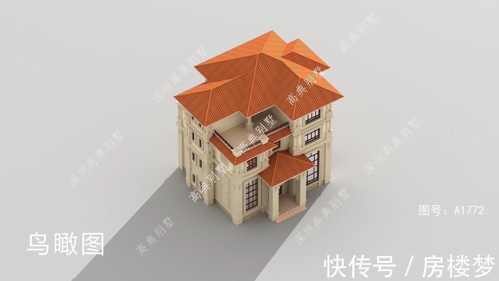 布局|欧式简约别墅，布局十分合理，外墙以暖色为主，给人温暖的感觉。