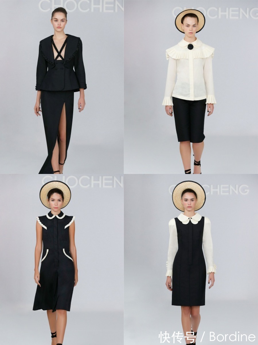 黑边|Chocheng 2021春夏,黑边帽的搭配,在黑白造型中比较吸睛