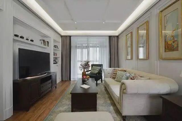 实用|朋友家的118㎡美式三居室,户型玄关和大电视柜太好看实用啦