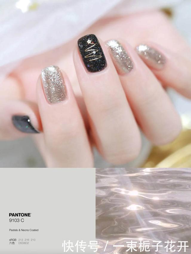 新年美甲也要“换新装”,紫色碎钻迷人梦幻,还有它像星空般闪耀