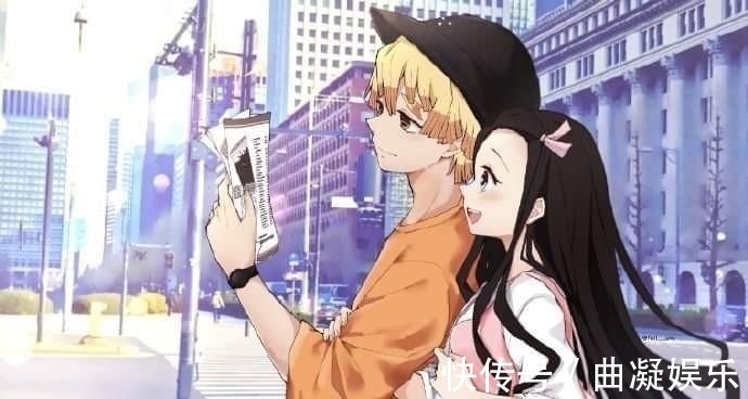 香奈|鬼灭之刃:善逸和祢豆子的婚纱照,祢豆子御姐范十足,善逸好臂力