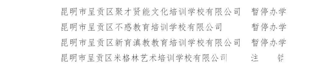 民办教育机构|公告！昆明这26所民办教育机构暂停办学！1所注销