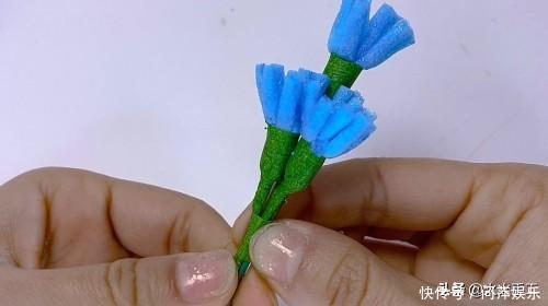 亲子手工创意,水果网做成的勿忘我,幼儿园老师都在做