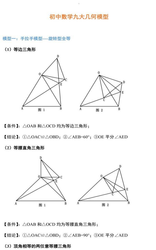 初中生|初中数学：最重要的九大几何模型，全读懂多得20分（初中生必备）