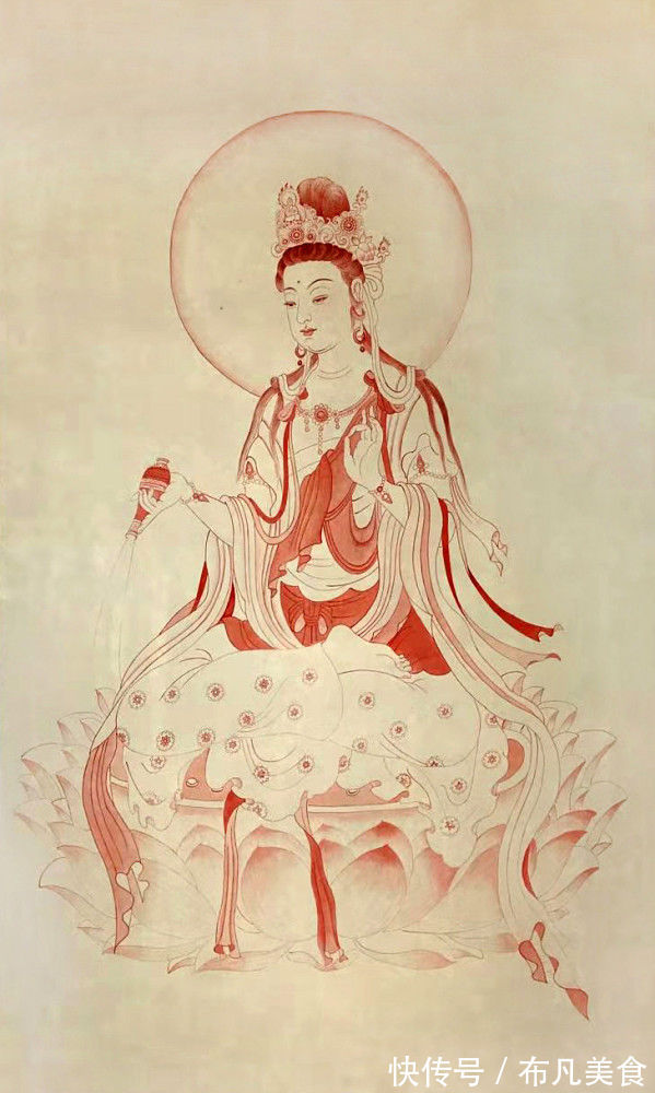 中国画@画家张津梁创作的《观音圣像》,清新疏朗、雅俗共赏