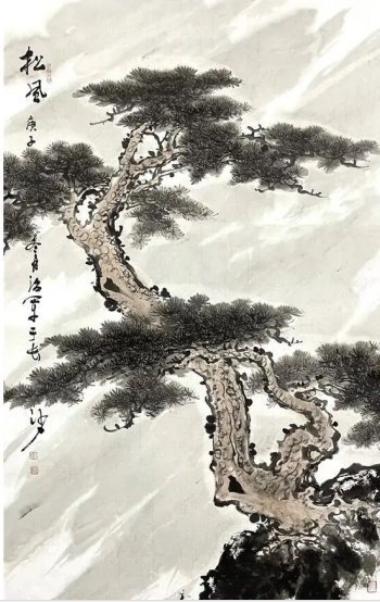 松树@画家童治军:墨染松涛风入骨 苍碧凌空自从容