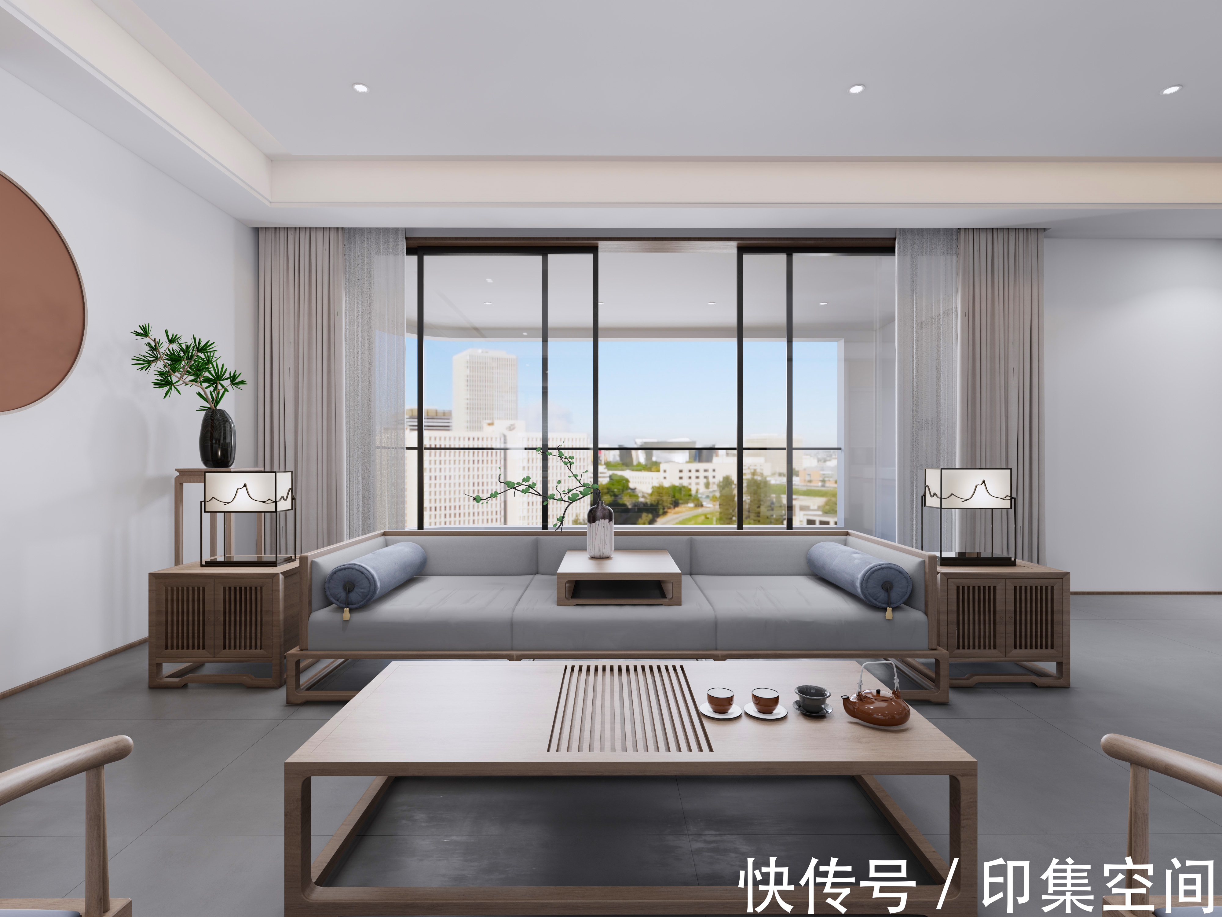 对称|4室改2室,205㎡新中式大平层