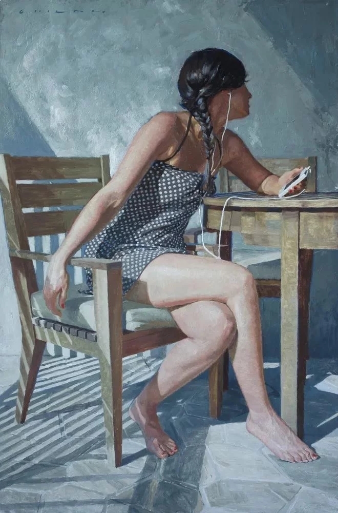 油画#每一幅肖像油画中,凯西·查尔兹都努力捕捉到人类形态的美