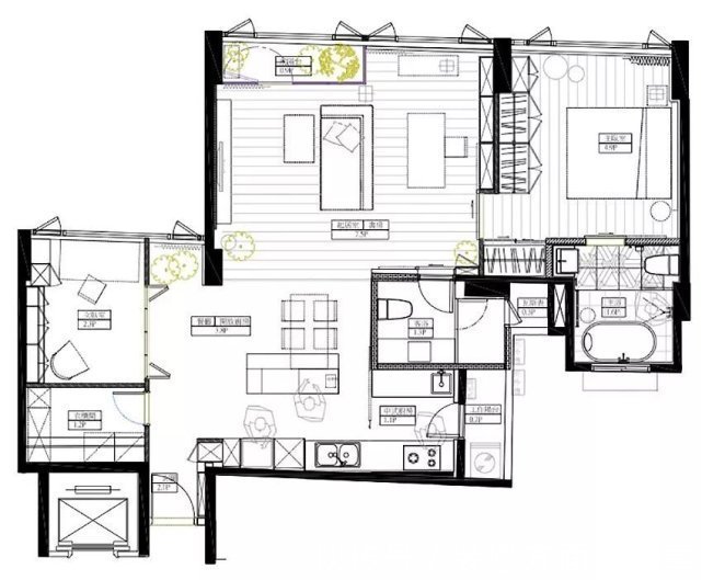 爱花|93㎡现代简约,阳台的清新,透过玻璃充满了全屋!