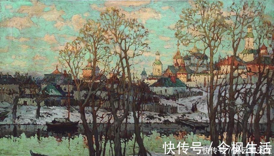 油画$俄罗斯印象派画家，康斯坦丁诺维奇加勒巴多夫，油画作品欣赏