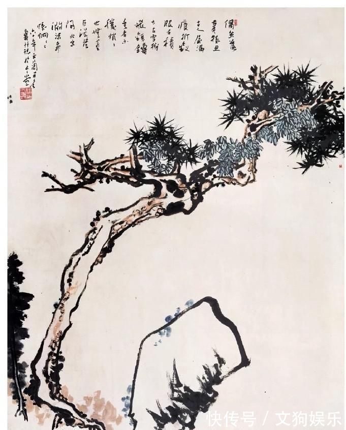松石图@潘天寿这张画,超过价值3.7亿的那只鹰,落笔大胆老辣