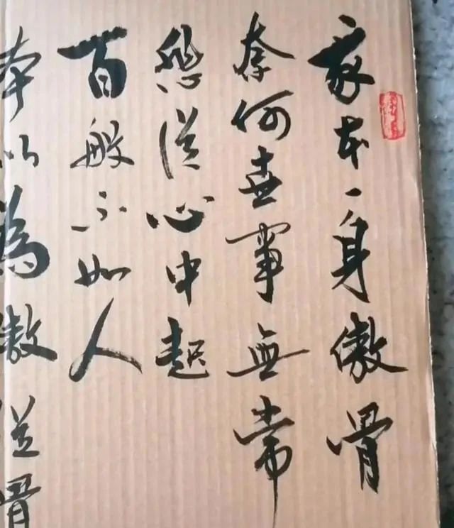 拉面哥|高手在纸壳子上练书法，字迹有“王”韵，兼具“宋”意，融古出新