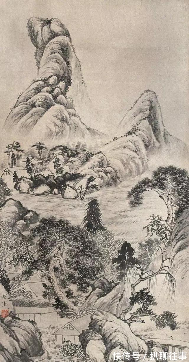 西岩松雪图@清初四大画僧笔下的意境山水,不只是养眼