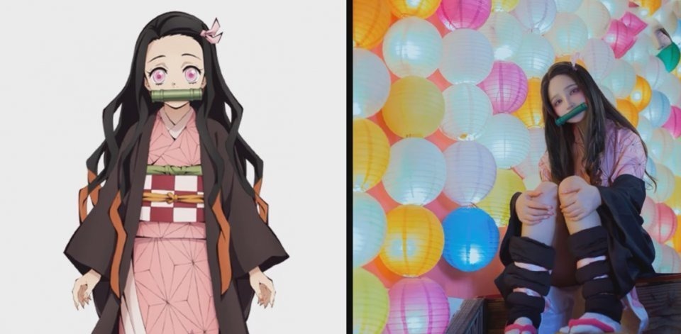 祢豆子|鬼灭之刃COS:祢豆子惹人怜爱,伊之助肌肉感十足,漫迷们裂开了