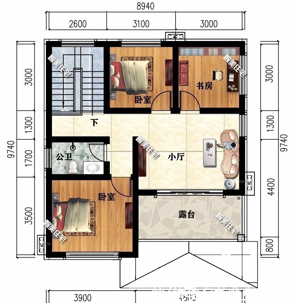 户型|面宽8米左右的两栋简欧别墅,室内都很通透,户型一造价极低