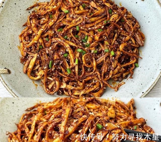 杏鲍菇最近火了，出锅香辣味美，做法简单，比辣条还好吃！