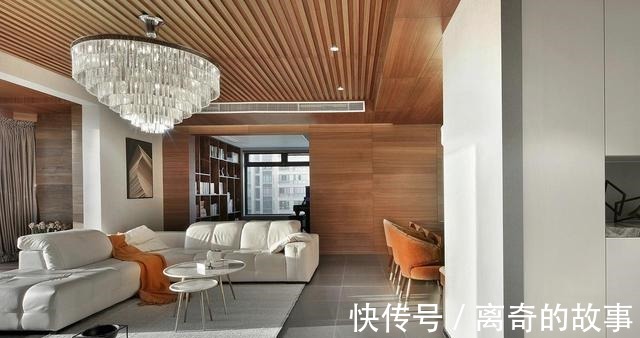 灰白蓝|虽然装修超了预算,依然喜欢木饰面吊顶,现代风格实拍图晒给你看!