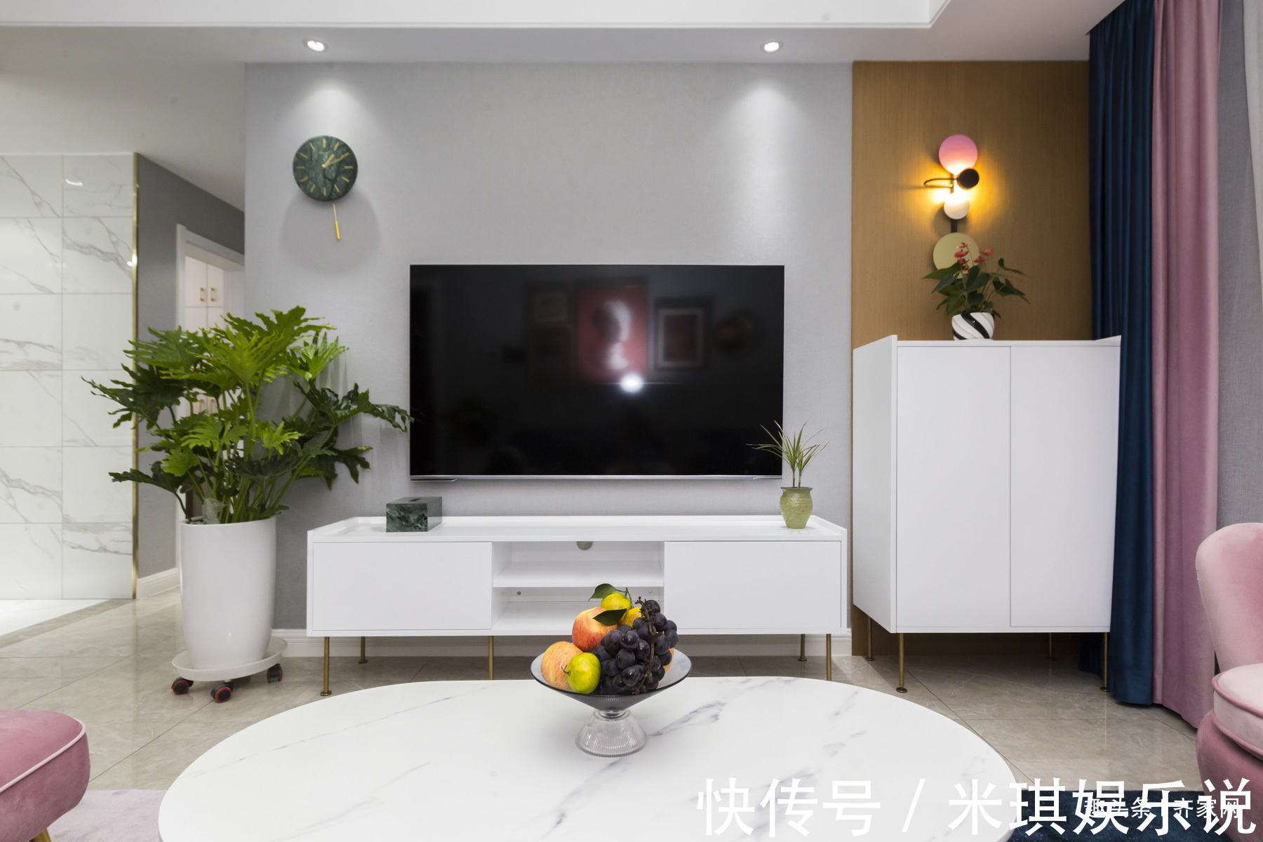 大理石|现代轻奢，蓝粉主色调搭配大理石，金属元素，深受现代人喜爱！