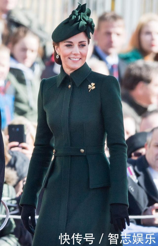 凯特王妃美得真气质,穿“墨绿色”翻领大衣裙,高雅且不失活力