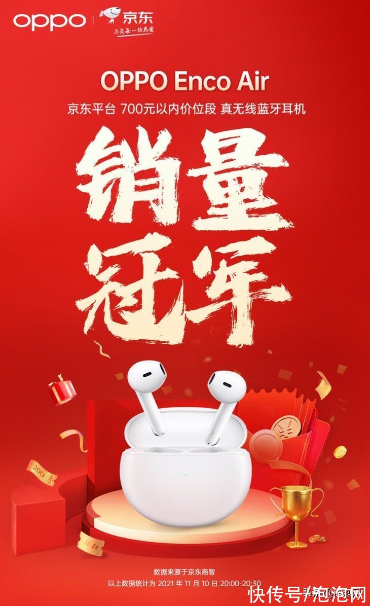 京东|喜提出色成绩，OPPO Enco Air荣获多平台销售冠军