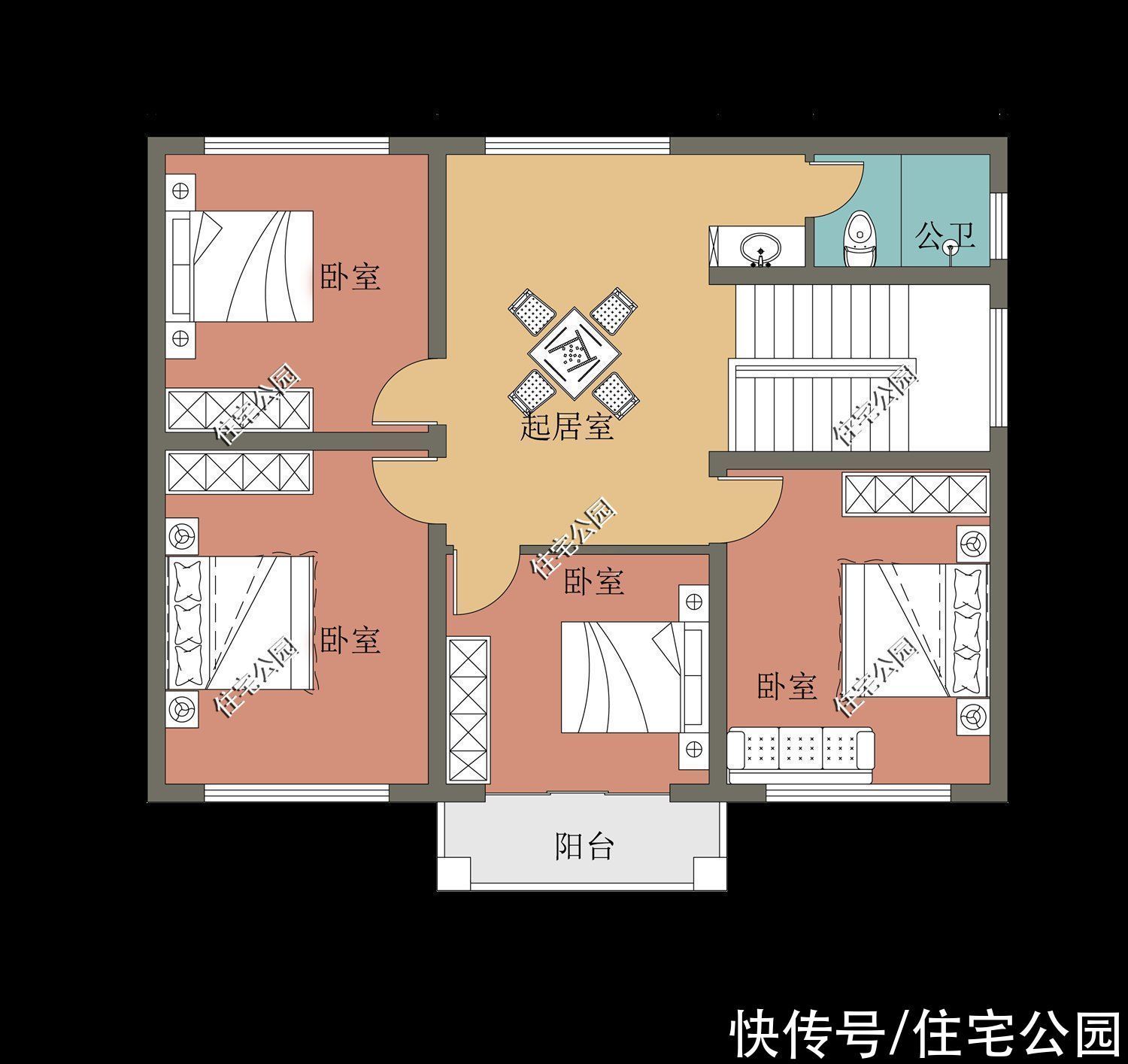 户型|10套带堂屋的户型,占地面积都不大,网友:这才是适合农村的房子