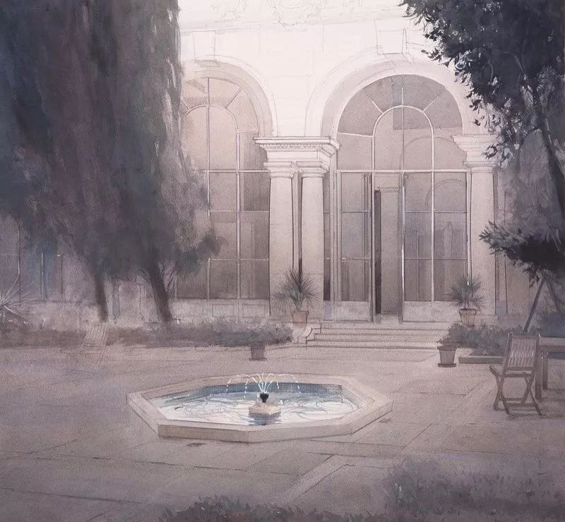 美术学院#Charles Villeneuve 的超美的城市风情水彩！