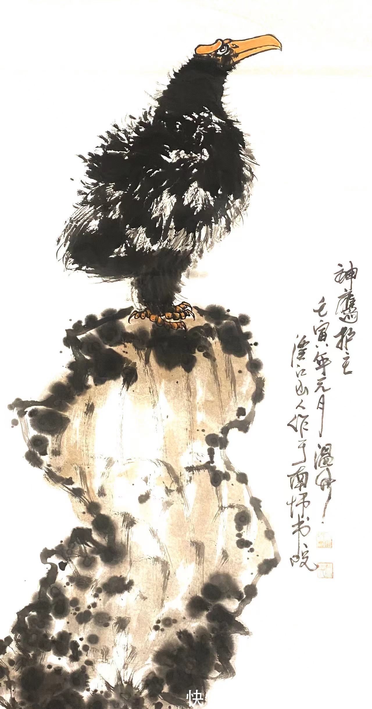 国画&著名国画大家朱祖国,以鹰画而闻名于世,受到众多名家称赞