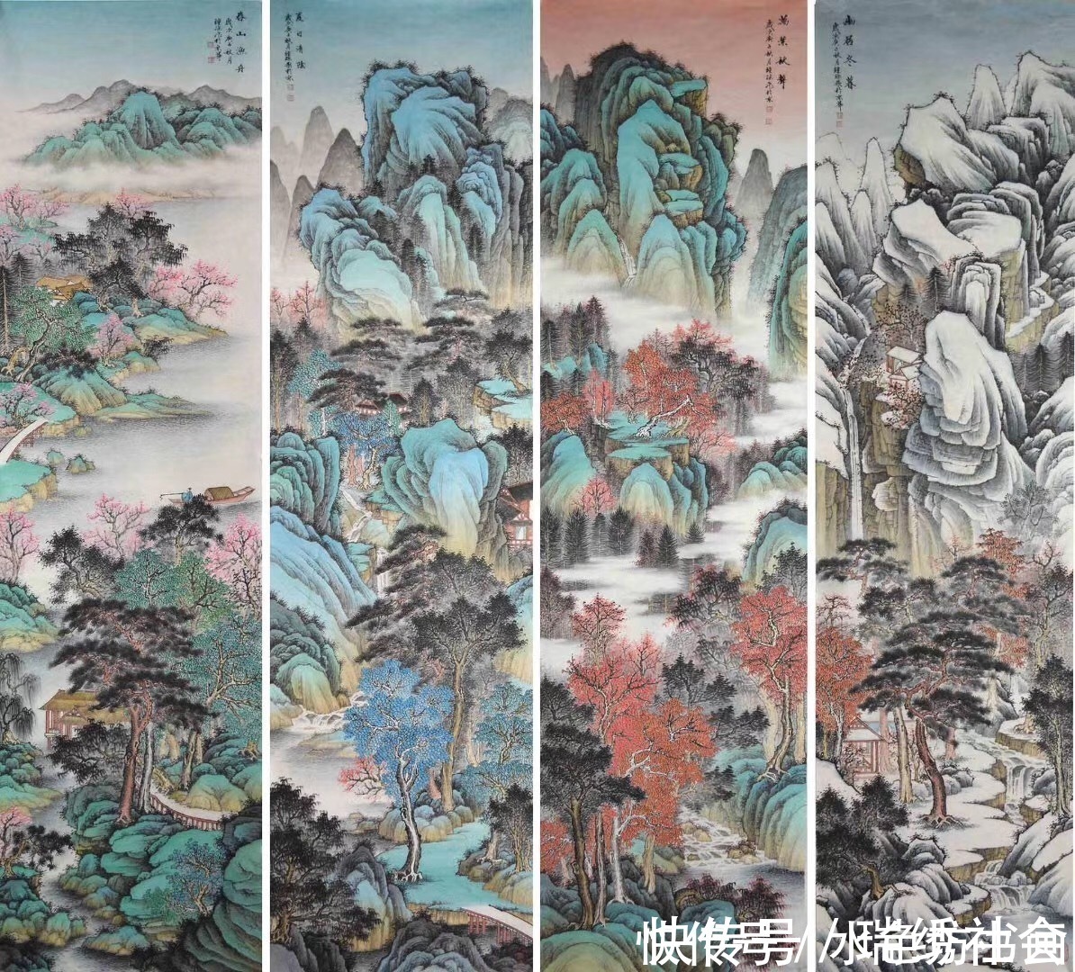 山水画@画家专栏 │钟徐飞——东风一样翠红新, 绿水青山又可人