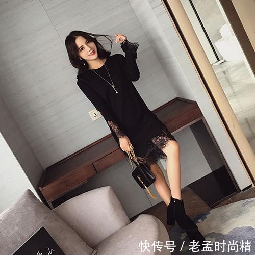 韩版|迷人针织连衣裙,性感时髦带桃花