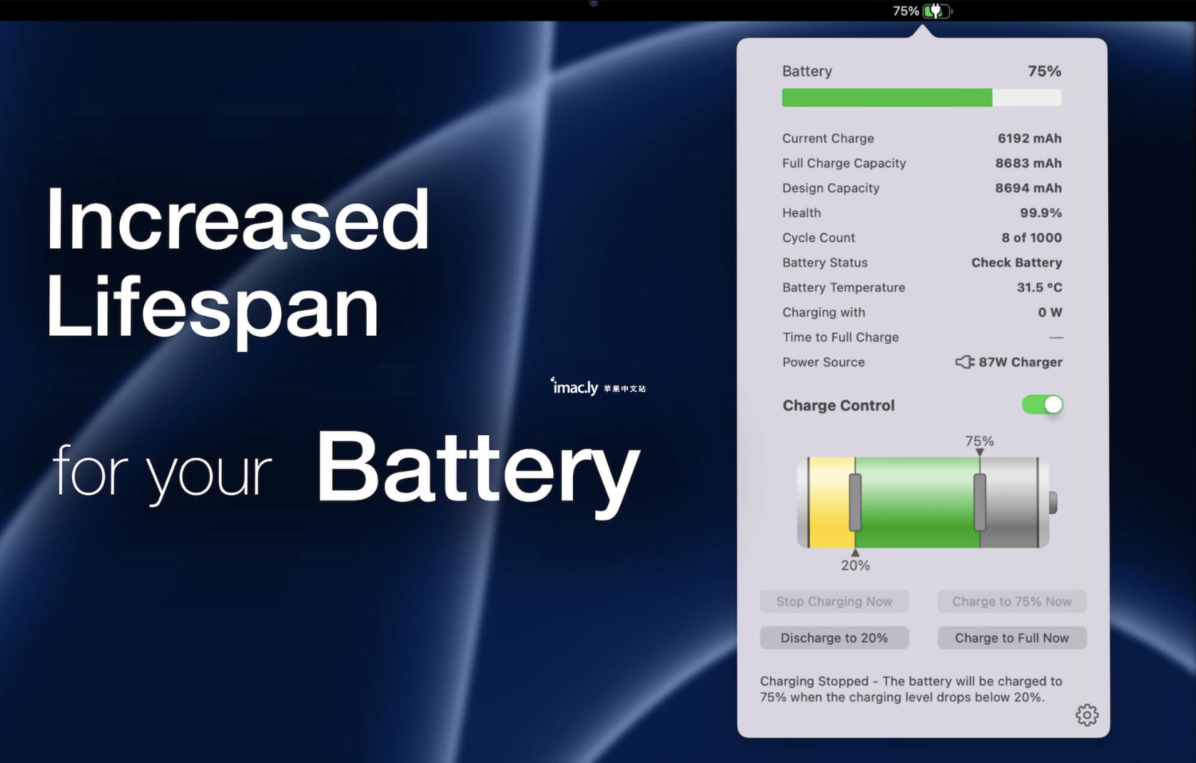 Energiza Pro for Mac v1.3.0 电池最大充电限制保护-下载否