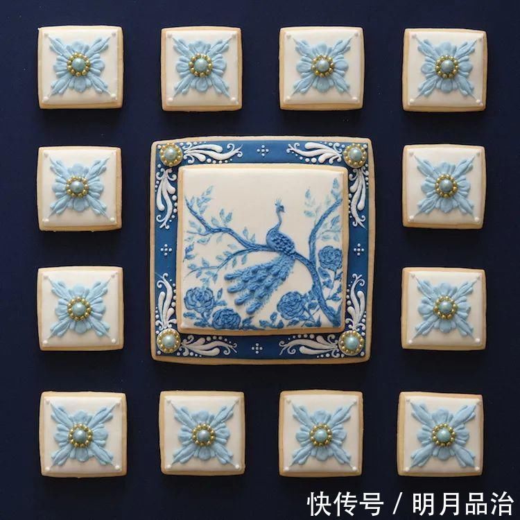 糖霜饼干|美到舍不得吃！甜品师手作花砖饼干，救救老夫的少女心！