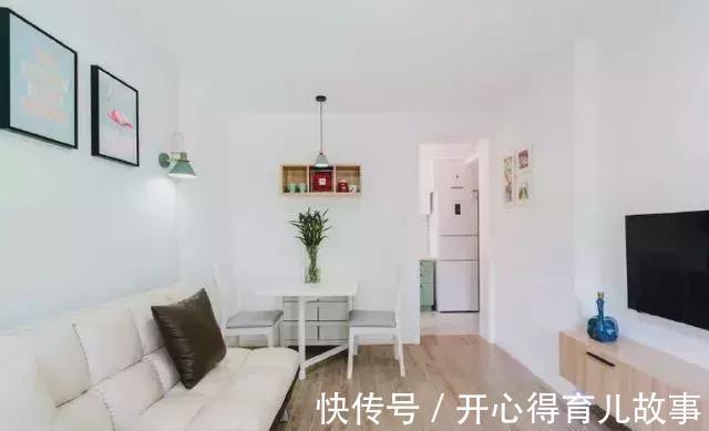 餐桌椅|50㎡小户型装修,薄荷绿+清新白,色调温软+阳光榻榻米,一见倾心