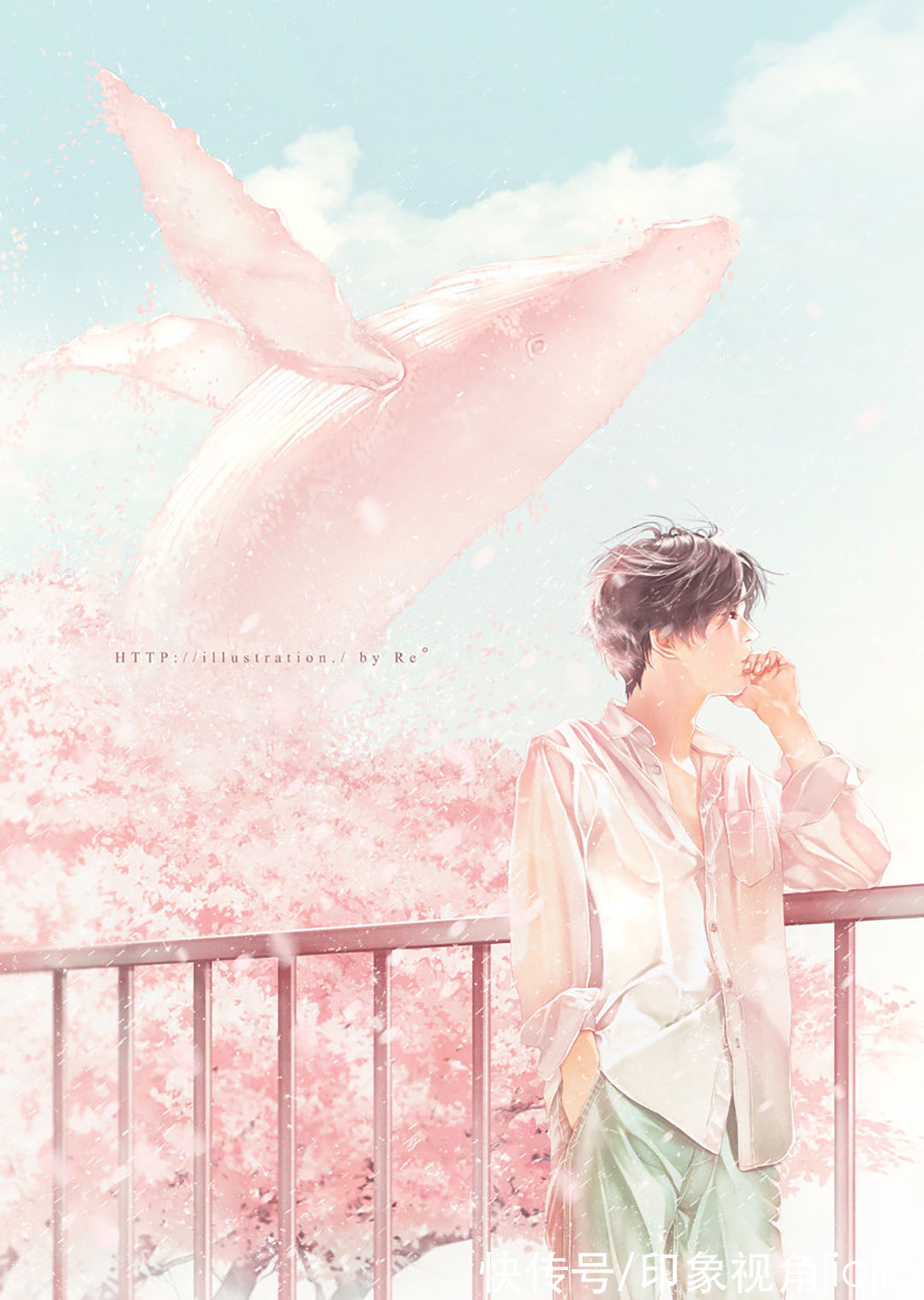 光影！光影中的美少年插画，淡淡的色彩表达颇具美感