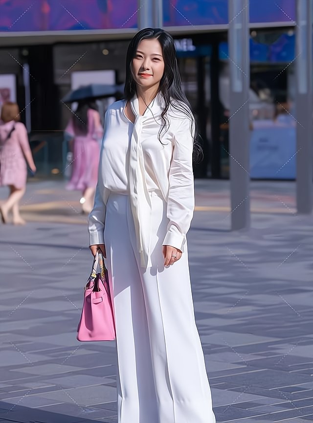 简洁的白色职业套装，端庄又大气，尽显知性美感