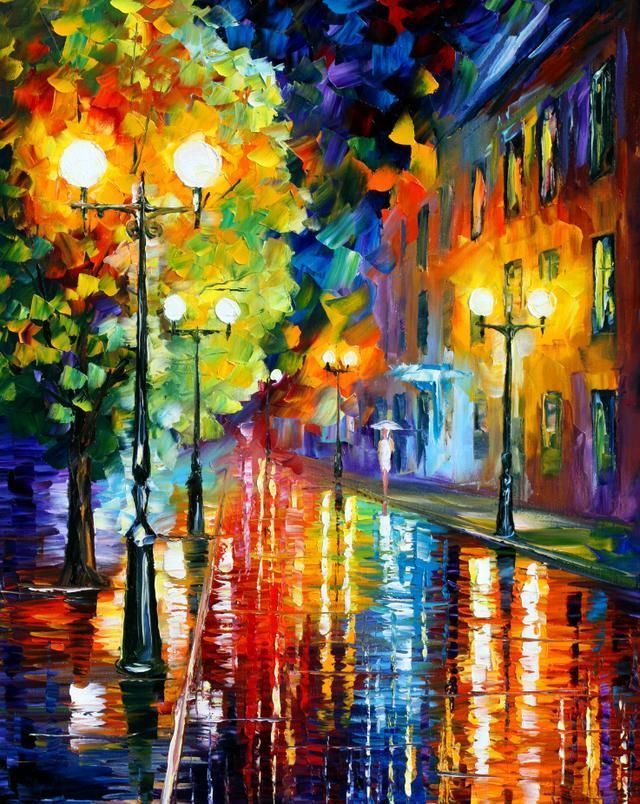 leonidafremov&现代印象以色列画家leonid afremov调色刀创作的缤纷炫丽油画