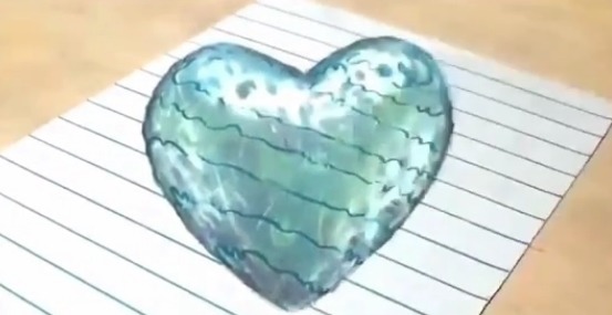 成华！美术生画3D立体爱心，成画后：不敢相信眼睛，网友：飘起来了