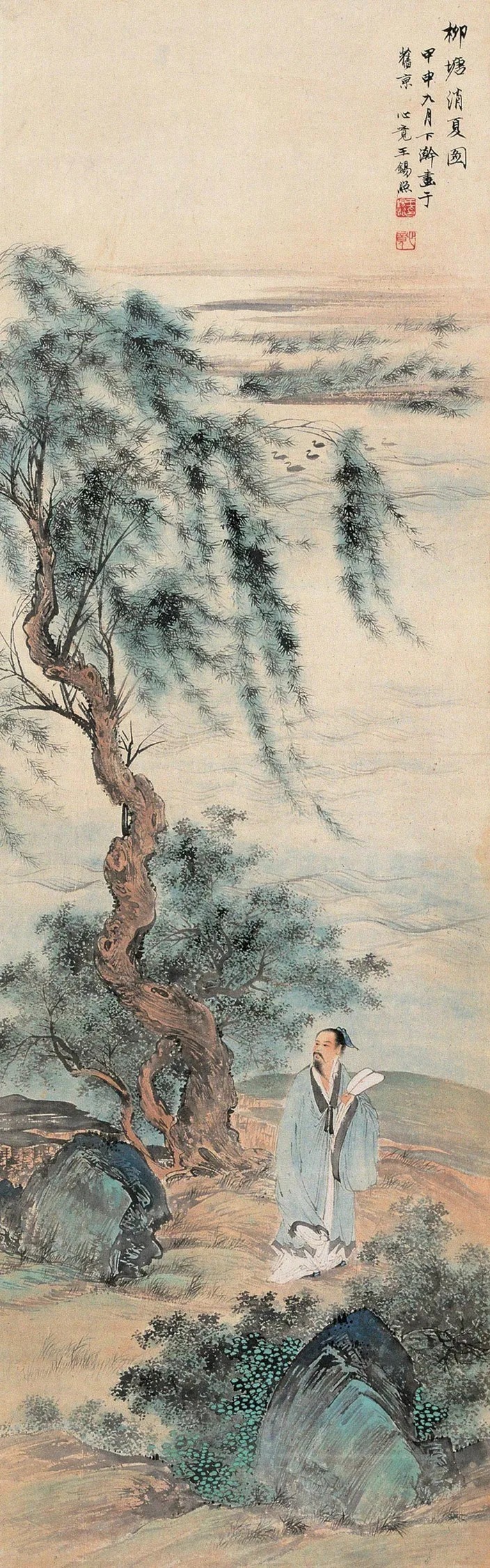 湖社画会&这山水画风清秀劲峭,气势开张,细腻典雅,笔法精致!