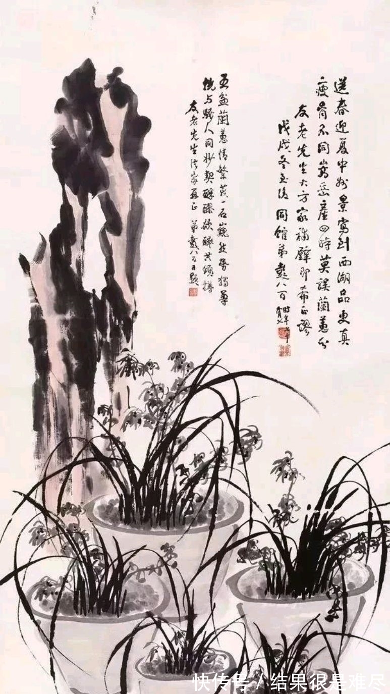 齐白石!他笔下的兰石,神技矣!国画大家彭八百