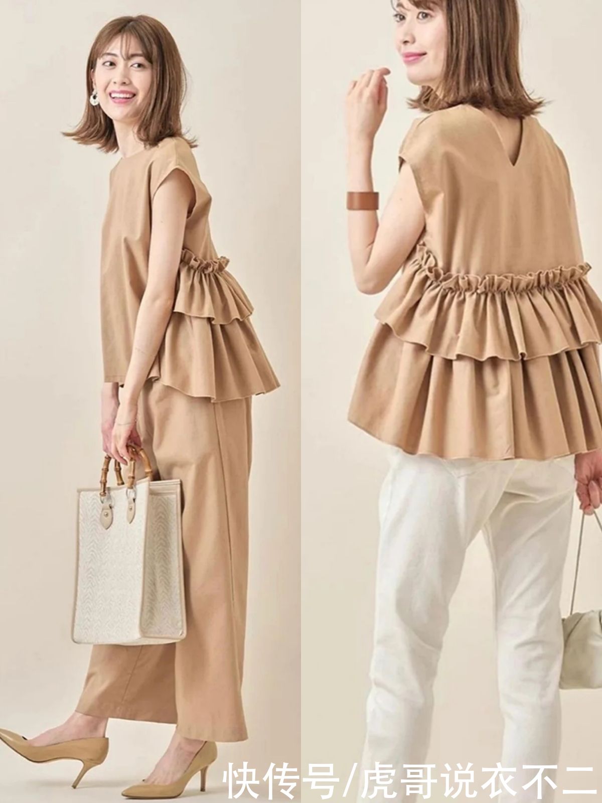 明度|再不会打扮的女人也别一身黑，夏季卡其色这样穿，简约优雅又气质