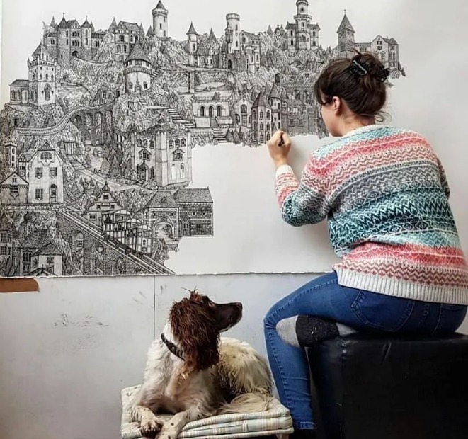 olivia@全球最“抠”美女画家,用一支2元针管笔惊艳世界