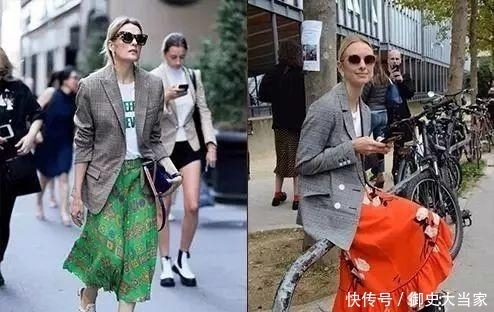 早春西装搭配裙子!让40岁的女性,依旧时尚优雅!