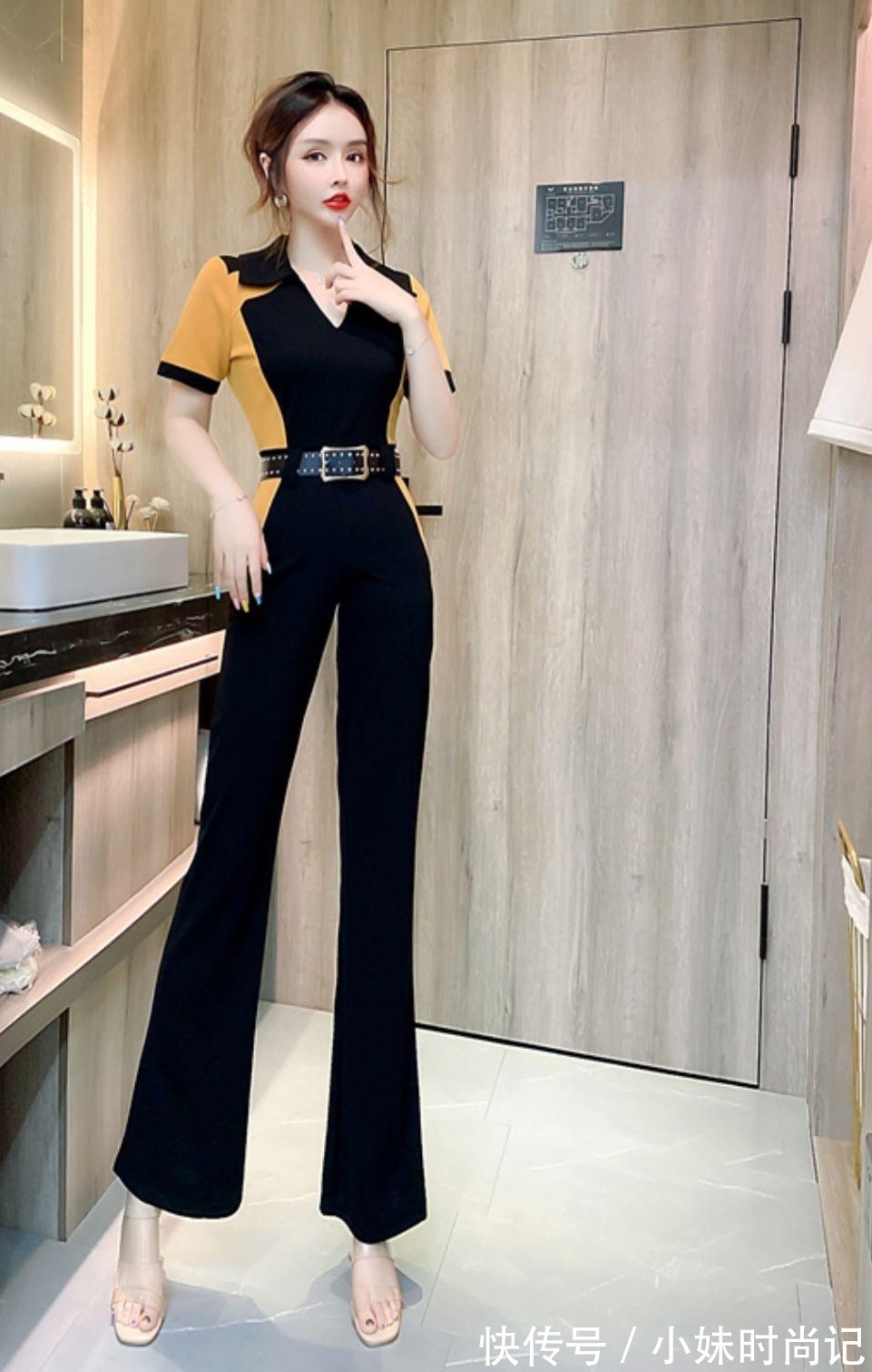 时尚|洋气女王,时尚阔腿御姐高腰连体裤