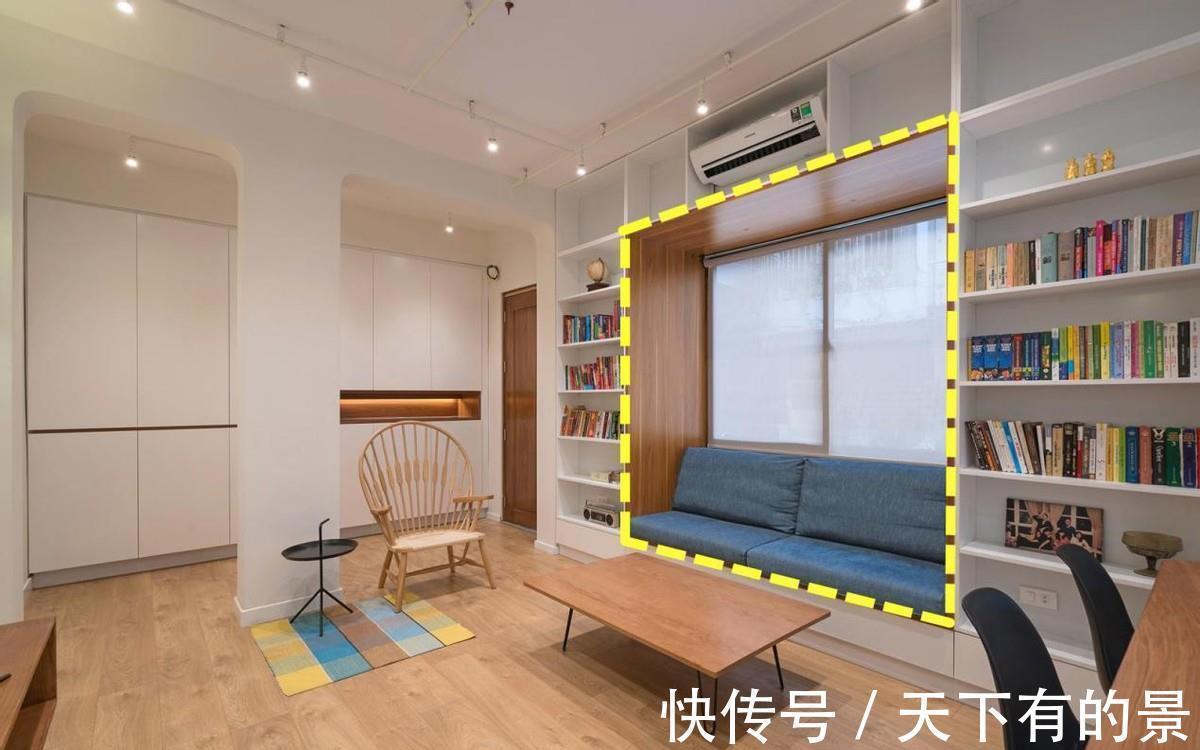 飘窗|沙发用不到不如扔了,靠墙打柜子,中间掏“洞”变飘窗,能坐能躺