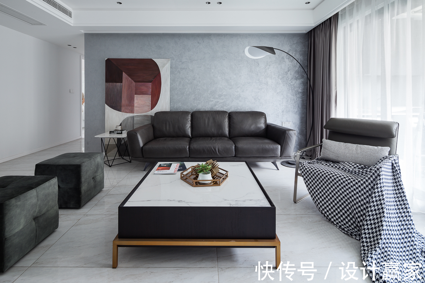 女主人|125㎡简约四居,黑白灰+暖色,一眼就爱上,无以复加